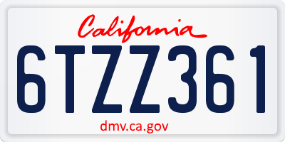 CA license plate 6TZZ361