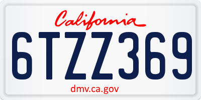 CA license plate 6TZZ369