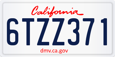 CA license plate 6TZZ371