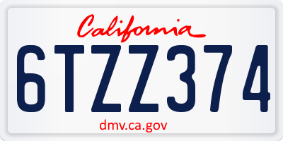 CA license plate 6TZZ374
