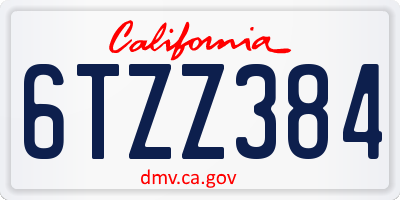 CA license plate 6TZZ384