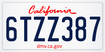 CA license plate 6TZZ387
