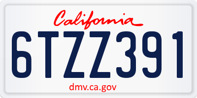 CA license plate 6TZZ391