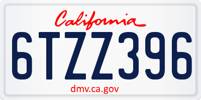 CA license plate 6TZZ396