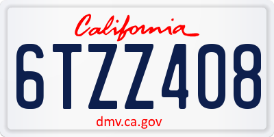 CA license plate 6TZZ408