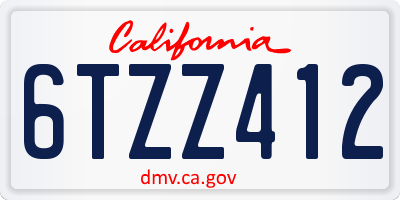 CA license plate 6TZZ412