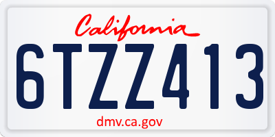 CA license plate 6TZZ413