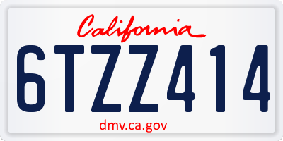 CA license plate 6TZZ414