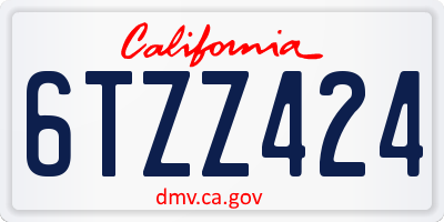CA license plate 6TZZ424