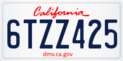 CA license plate 6TZZ425