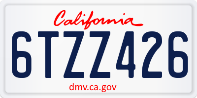 CA license plate 6TZZ426