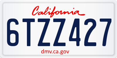 CA license plate 6TZZ427