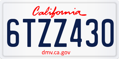 CA license plate 6TZZ430