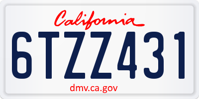 CA license plate 6TZZ431