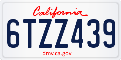 CA license plate 6TZZ439
