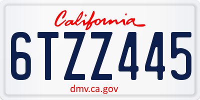 CA license plate 6TZZ445