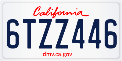 CA license plate 6TZZ446