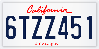 CA license plate 6TZZ451