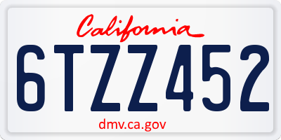 CA license plate 6TZZ452