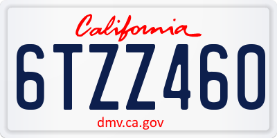 CA license plate 6TZZ460