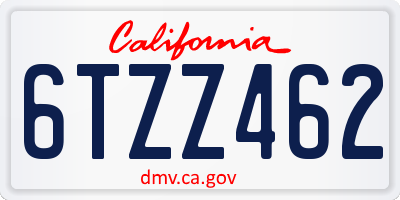 CA license plate 6TZZ462