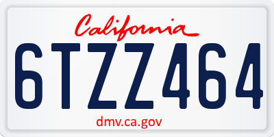 CA license plate 6TZZ464