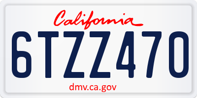 CA license plate 6TZZ470
