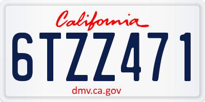 CA license plate 6TZZ471