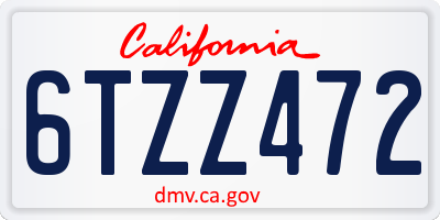 CA license plate 6TZZ472