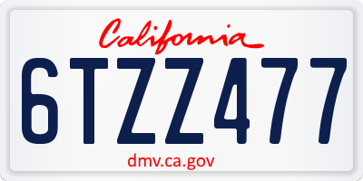 CA license plate 6TZZ477