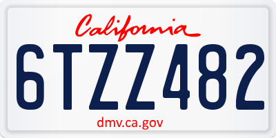 CA license plate 6TZZ482