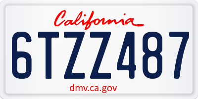 CA license plate 6TZZ487