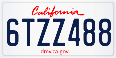 CA license plate 6TZZ488
