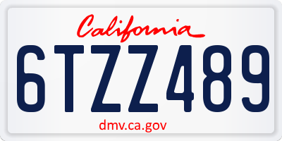 CA license plate 6TZZ489