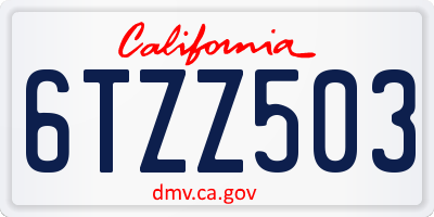 CA license plate 6TZZ503