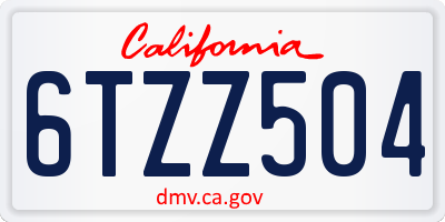 CA license plate 6TZZ504
