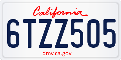 CA license plate 6TZZ505