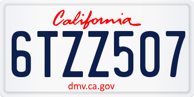CA license plate 6TZZ507