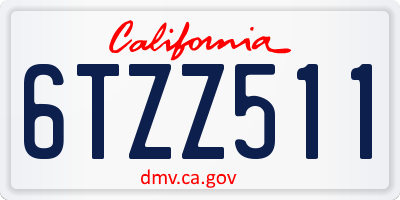 CA license plate 6TZZ511