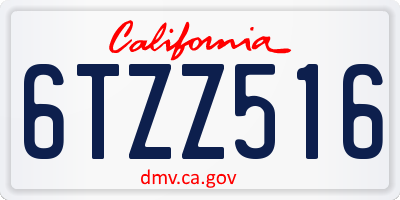 CA license plate 6TZZ516