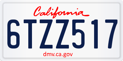 CA license plate 6TZZ517