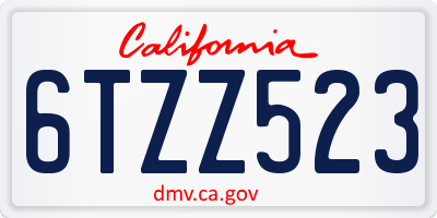 CA license plate 6TZZ523