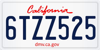 CA license plate 6TZZ525