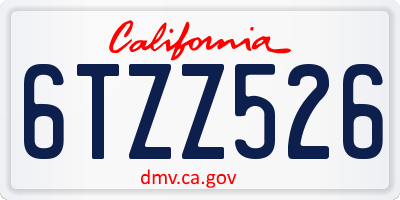 CA license plate 6TZZ526