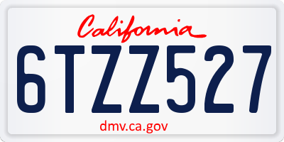 CA license plate 6TZZ527