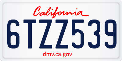 CA license plate 6TZZ539