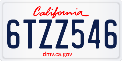 CA license plate 6TZZ546