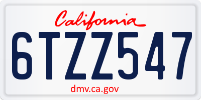 CA license plate 6TZZ547