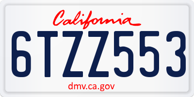 CA license plate 6TZZ553
