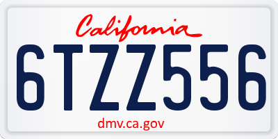 CA license plate 6TZZ556
